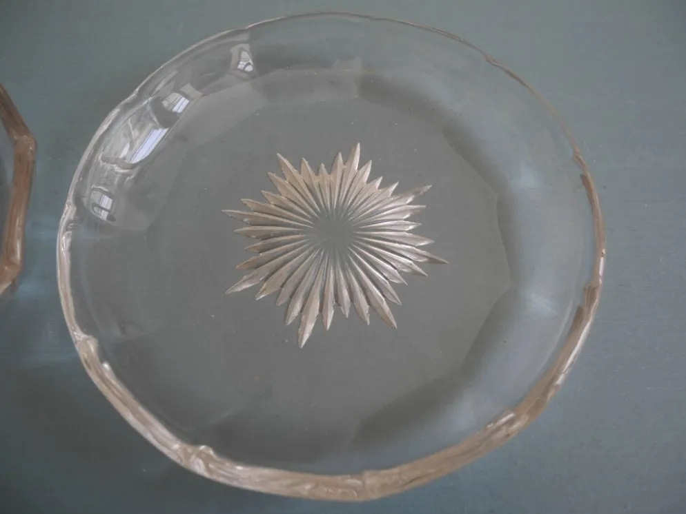 coupelles cristal Val St Lambert dessous bouteille crystal bottle coasters