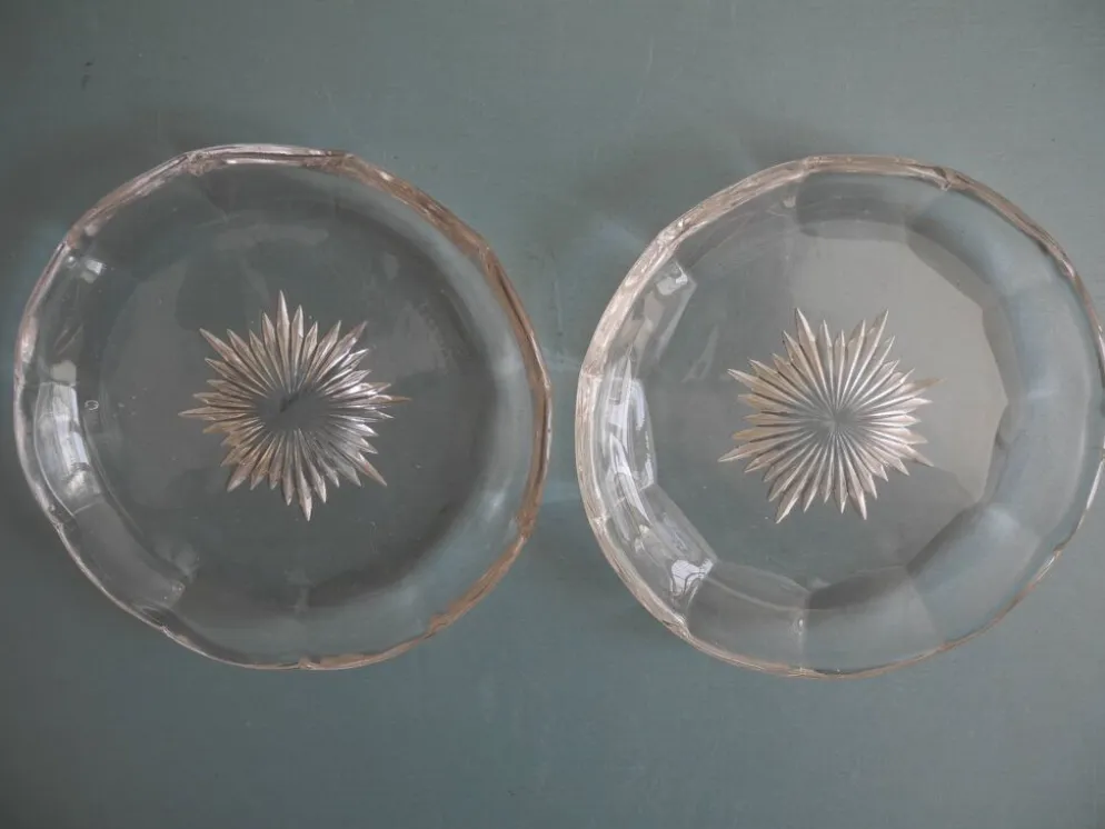 coupelles cristal Val St Lambert dessous bouteille crystal bottle coasters