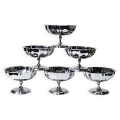6 Coupelles à dessert sur pied en inox vintages style bistrot