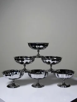 6 Coupelles à dessert sur pied en inox vintages style bistrot