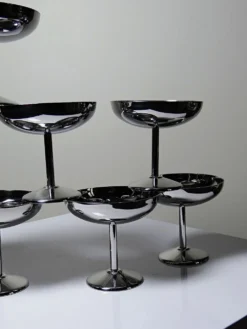8 Coupelles à dessert sur pied en inox vintages dans le style Guy Degrenne