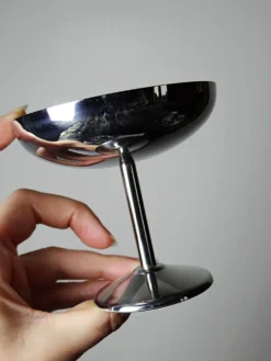 8 Coupelles à dessert sur pied en inox vintages dans le style Guy Degrenne