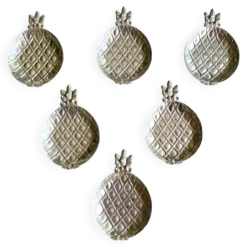 6 coupelles de table ananas en métal argenté, 1960