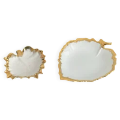 2 coupelles en forme de feuille de vigne, porcelaine de Limoge