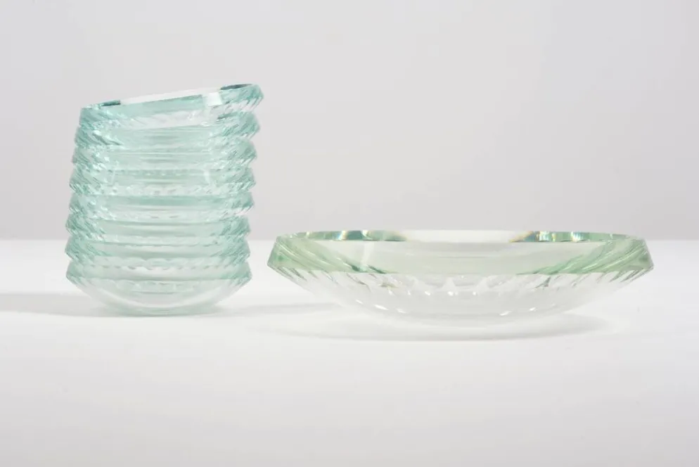 Coupelles en verre citrin Art Déco vers 1930