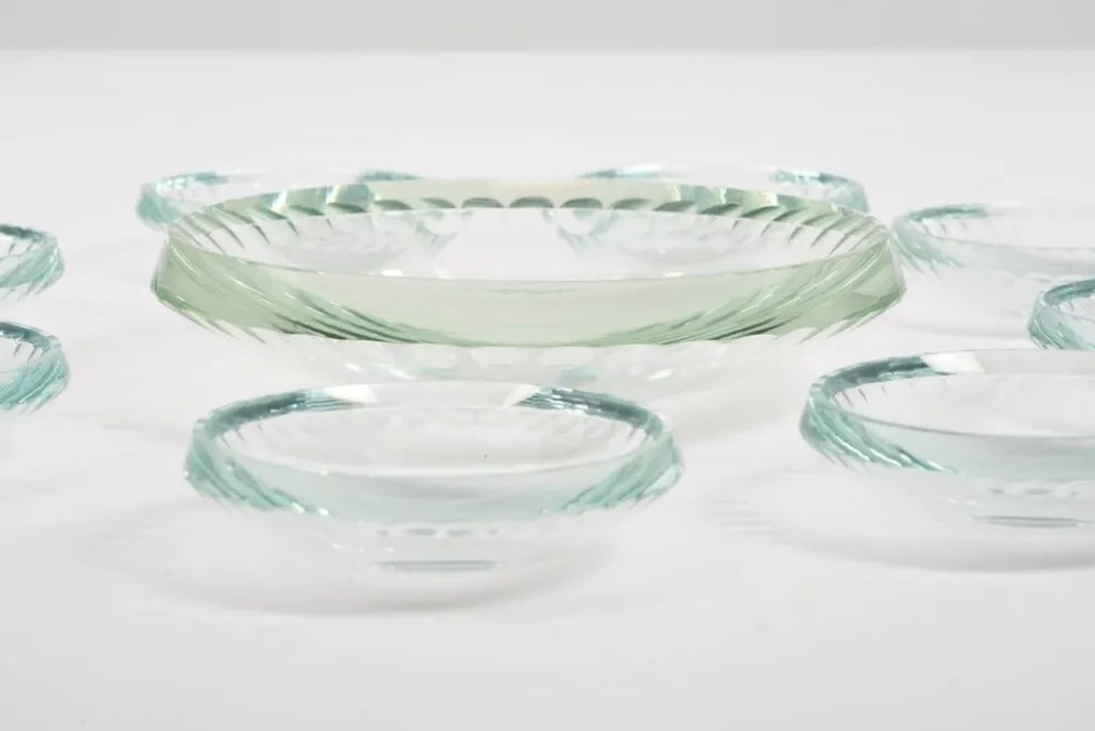 Coupelles en verre citrin Art Déco vers 1930