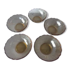 5 coupelles ou ramequins en verre ambré