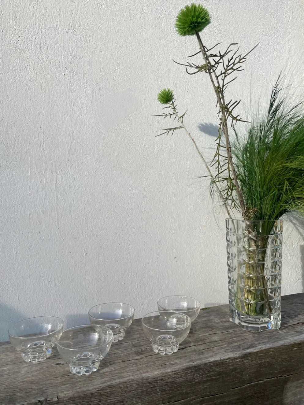 5 coupelles ramequins en verres perlé et pois