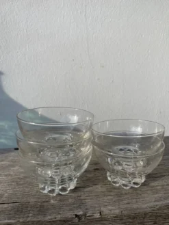 5 coupelles ramequins en verres perlé et pois