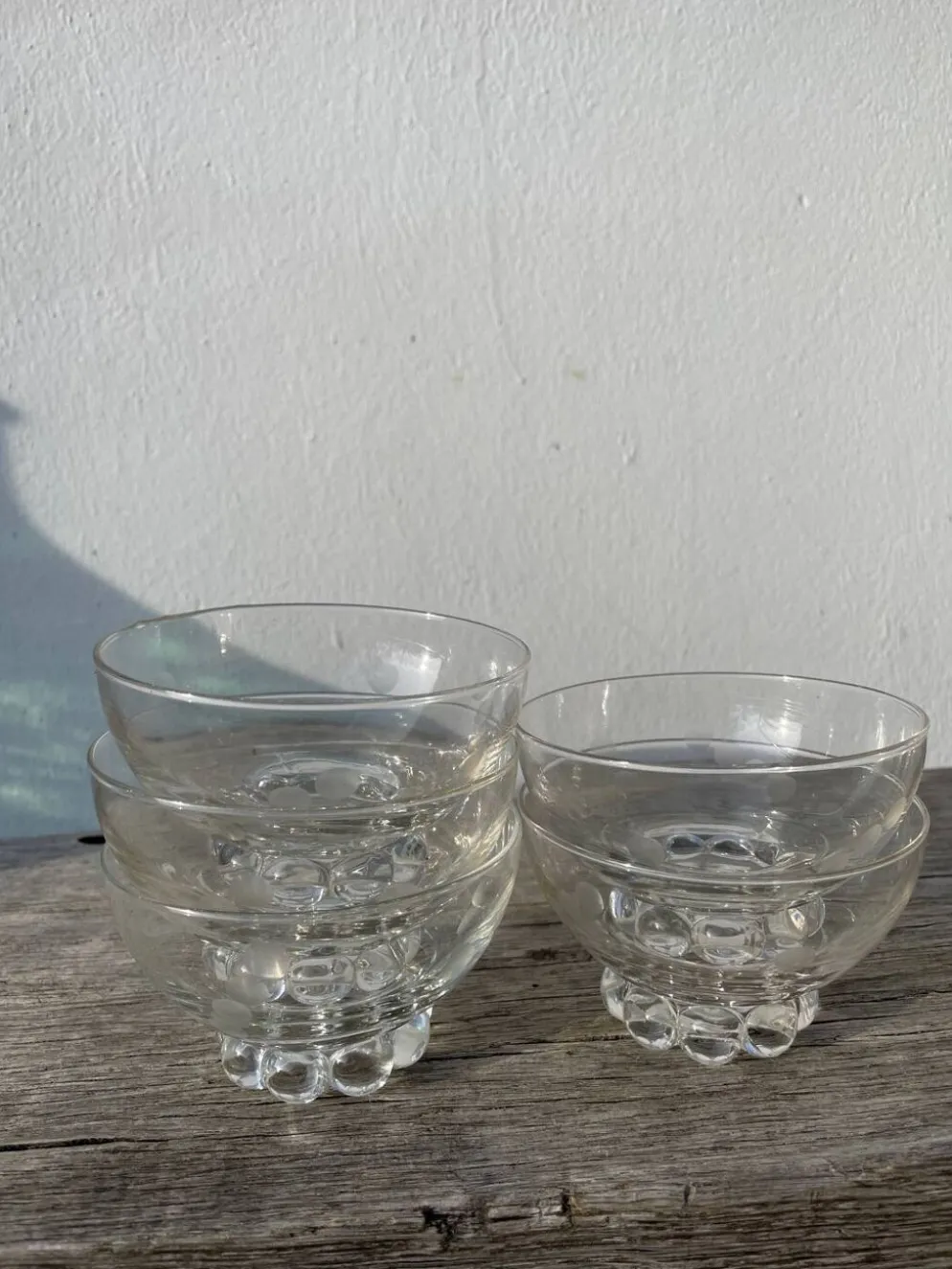 5 coupelles ramequins en verres perlé et pois