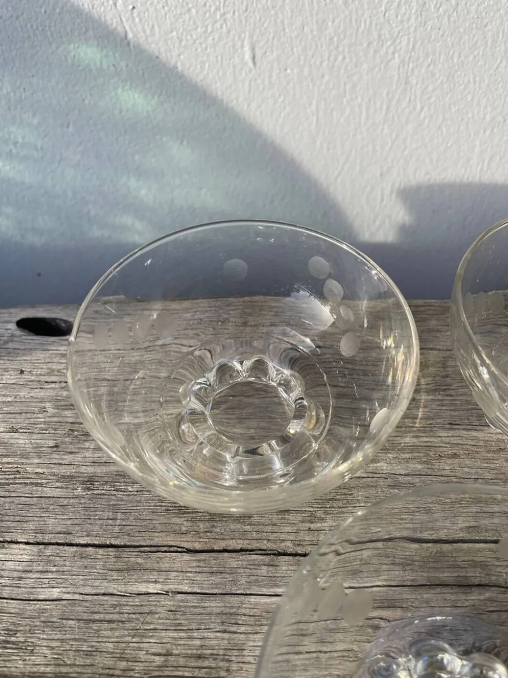 5 coupelles ramequins en verres perlé et pois