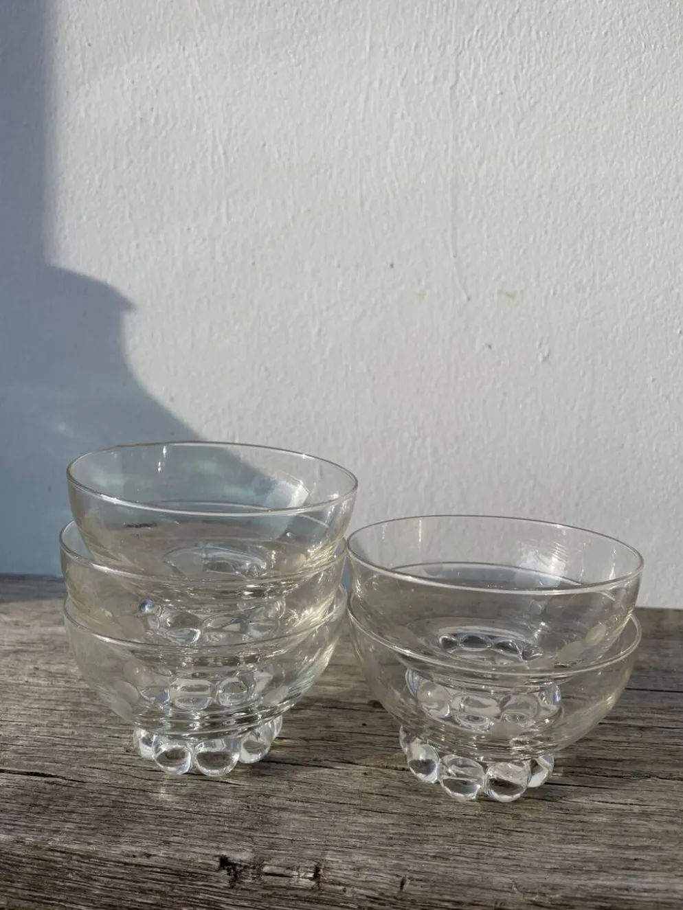 5 coupelles ramequins en verres perlé et pois