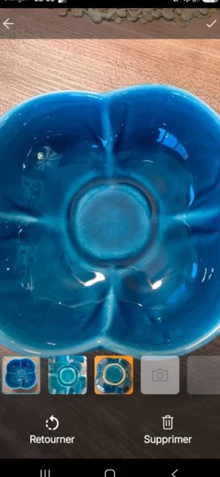 Coupelle Vide-poche en faïence de Charolles bleu turquoise craquelé