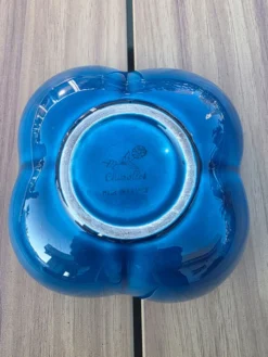 Coupelle Vide-poche en faïence de Charolles bleu turquoise craquelé