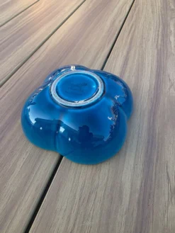 Coupelle Vide-poche en faïence de Charolles bleu turquoise craquelé