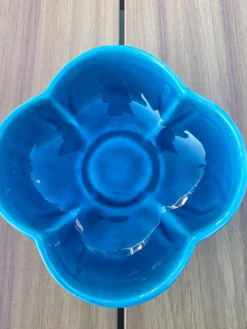 Coupelle Vide-poche en faïence de Charolles bleu turquoise craquelé