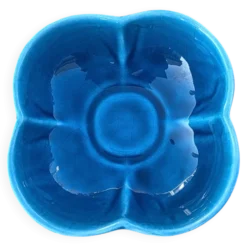 Coupelle Vide-poche en faïence de Charolles bleu turquoise craquelé