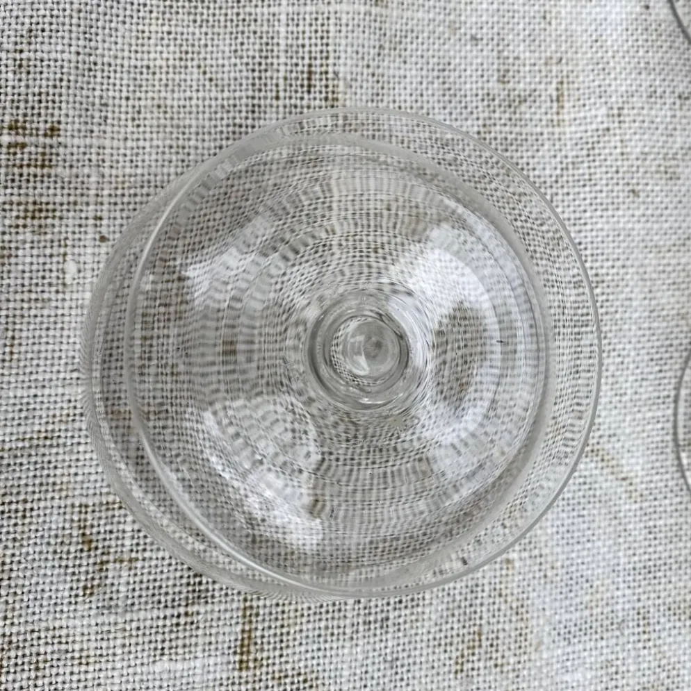 Coupes anciennes en verre gravées pois et stries années 40-50