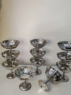 11 coupes a sorbet vintage en acier chromé inoxydable