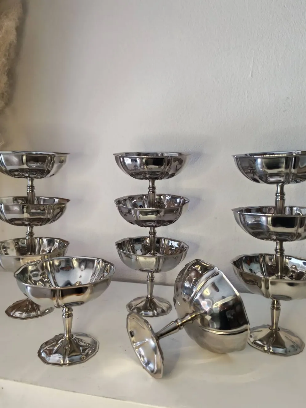 11 coupes a sorbet vintage en acier chromé inoxydable