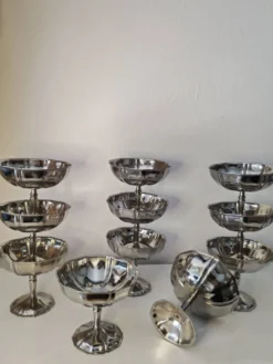 11 coupes a sorbet vintage en acier chromé inoxydable