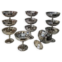 11 coupes a sorbet vintage en acier chromé inoxydable