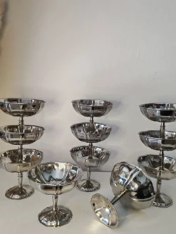 11 coupes a sorbet vintage en acier chromé inoxydable