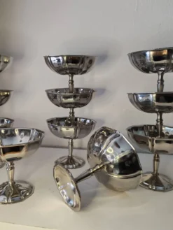 11 coupes a sorbet vintage en acier chromé inoxydable