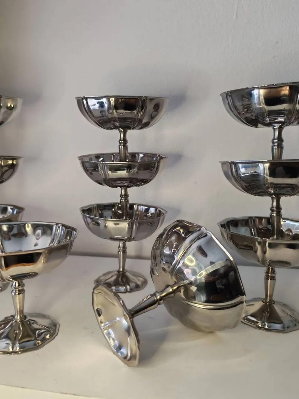 11 coupes a sorbet vintage en acier chromé inoxydable
