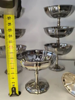 11 coupes a sorbet vintage en acier chromé inoxydable