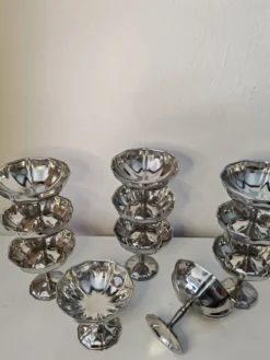 11 coupes a sorbet vintage en acier chromé inoxydable
