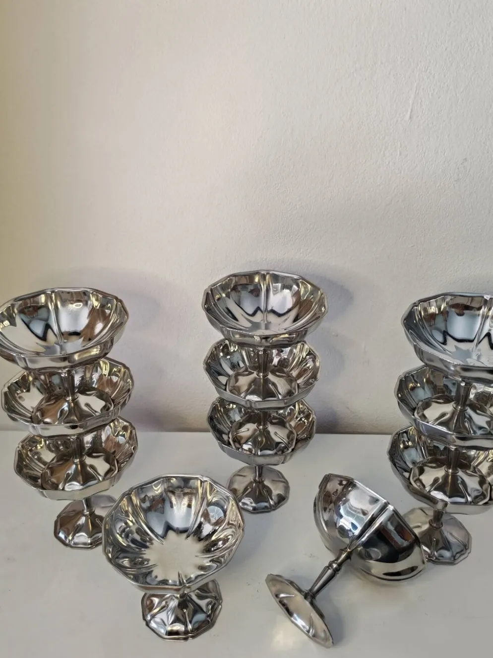 11 coupes a sorbet vintage en acier chromé inoxydable