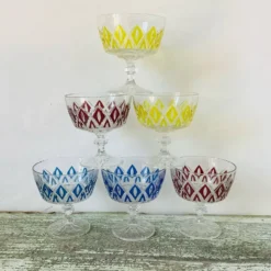 6 coupes à champagne Arlequin