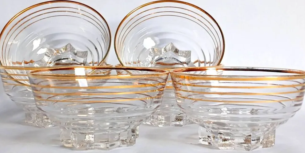 6 coupes à champagne Art Déco Verrerie de la Chapelle St Mesmin, 1930