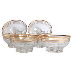 6 coupes à champagne Art Déco Verrerie de la Chapelle St Mesmin, 1930