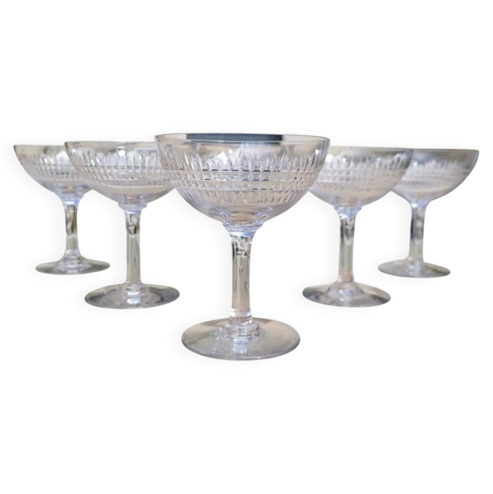 6 coupes à champagne cristal Baccarat / Nancy
