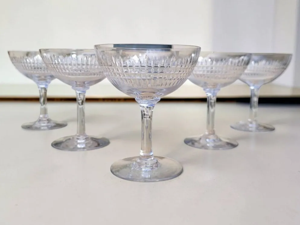 6 coupes à champagne cristal Baccarat / Nancy