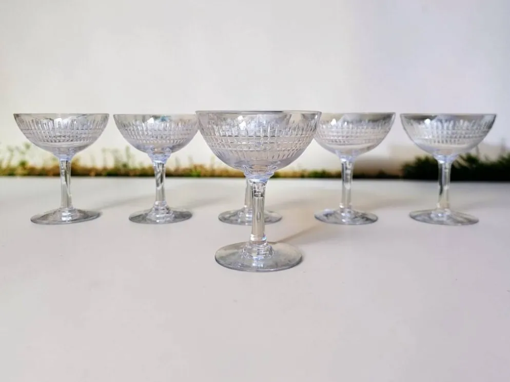 6 coupes à champagne cristal Baccarat / Nancy