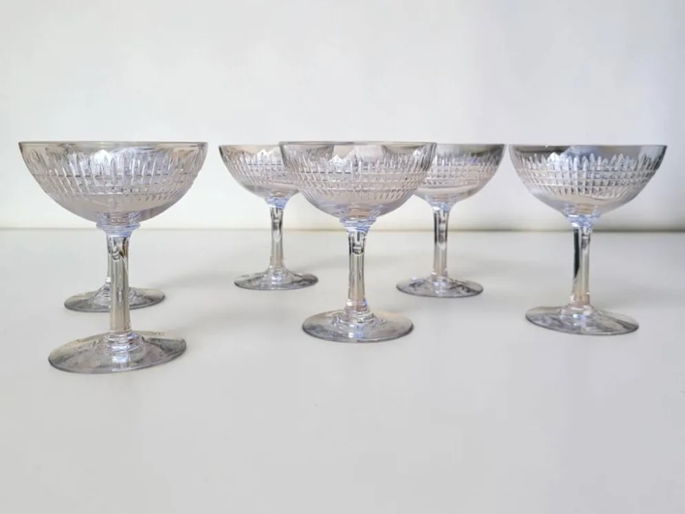 6 coupes à champagne cristal Baccarat / Nancy