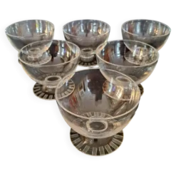 6 coupes à champagne en cristal Daum Nancy années 1930