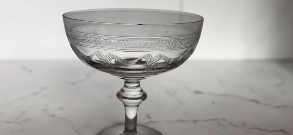 8 coupes à champagne en cristal fin XIXème début XXème