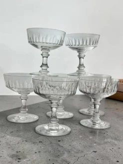7 coupes à champagne en cristal 1950's