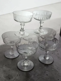 7 coupes à champagne en cristal 1950's