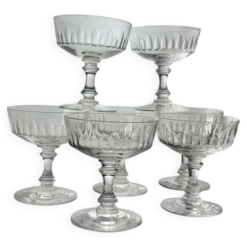 7 coupes à champagne en cristal 1950's