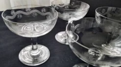 5 Coupes à champagne Vintage Décor meulé