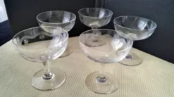 5 Coupes à champagne Vintage Décor meulé