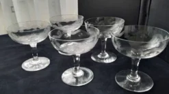 5 Coupes à champagne Vintage Décor meulé