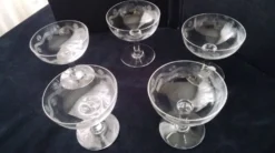 5 Coupes à champagne Vintage Décor meulé
