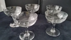 5 Coupes à champagne Vintage Décor meulé