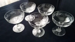 5 Coupes à champagne Vintage Décor meulé